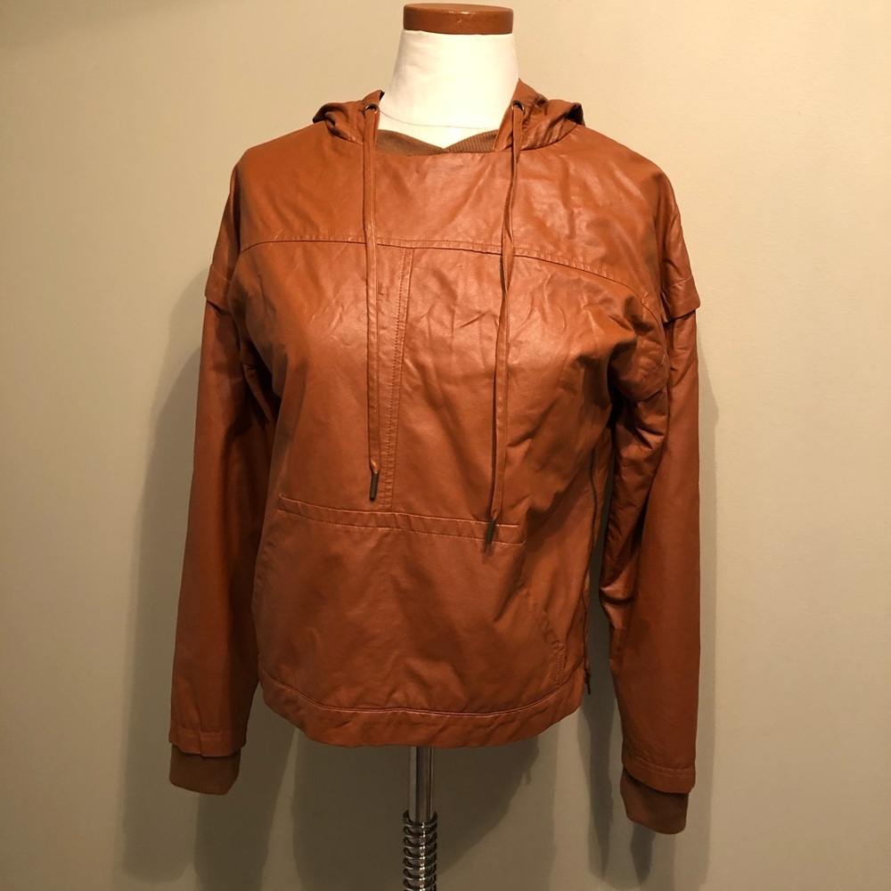 Greylin Faux Leather Hooded Jacket Size S